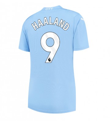 Manchester City Erling Haaland #9 Replica Home Stadium Shirt for Women 2023-24 Short Sleeve